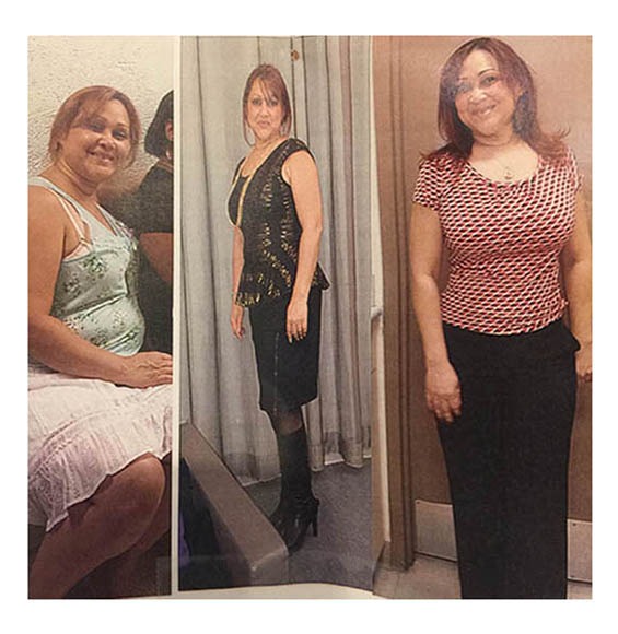 Transformation photos showing a woman's journey from a casual look to a stylish outfit, emphasizing personal growth and confidence.