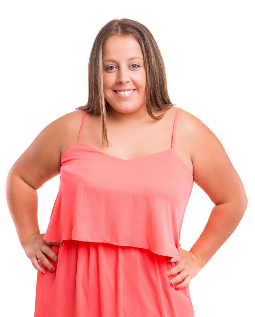 Happy overweighted woman